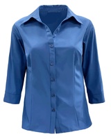 Chemise de travail à manches longues pour femmes, nouvelle mode, blanche unie, en polyester tissé avec logo sur le devant, pour le bureau, les événements sociaux, pour le printemps