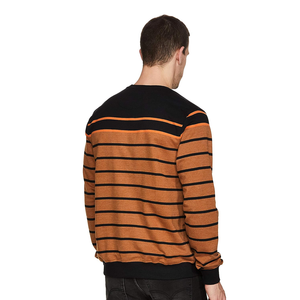 เสื้อสเวตเตอร์ลายทางของผู้ชายดีไซน์ตามสั่งเสื้อแฟชั่นคอกลมลำลองพิมพ์โลโก้อย่างมีสไตล์ผลิตในบังคลาเทศ - Product Image 2