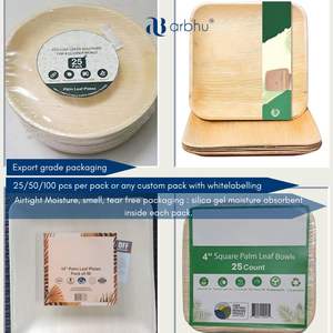 Vaisselle jetable de luxe écologique Assiettes et bols en feuilles de palmier biologiques naturelles Cuillères-Plats et ustensiles durables - Product Image 2