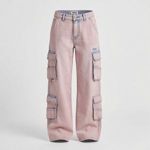 Pantalones Vaqueros de Mezclilla Personalizados para Mujer, Corte Holgado, Color Personalizado, Lavados, Cintura Baja, Pierna Recta, Tendencias de Moda Femenina - Product Image 1