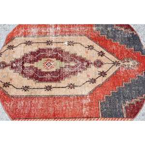 Alfombra de lana Vintage rojo Beige 4,3x4,3 pies estilo Kilim alfombras rectangulares de área grande turca látex 10mm abstracto para uso en pasillo - Product Image 5