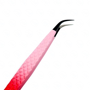 Pinces à cils ombrées rose rouge avec charme en forme de cœur, poignée en diamant, outil pour cils volumineux - Product Image 2