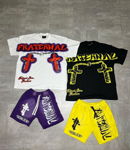 Ensemble de survêtement de haute qualité avec logo personnalisé, shorts streetwear et t-shirt imprimé, ensembles de survêtement pour hommes, ensemble deux pièces - Product Image 2