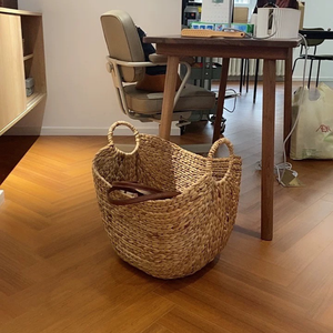 Cesta de almacenamiento tejida con jacinto de agua natural hecha a mano, tamaño personalizado para lavandería, venta al por mayor barata - Product Image 3