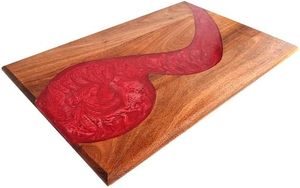 Planche à découper élégante et durable en bois de qualité Remplie de résine rouge écologique Planches à trancher décoratives pour cuisine ou hôtel - Product Image 3