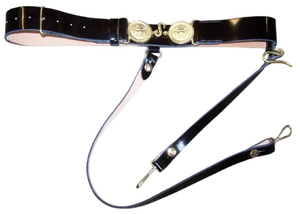 Ceinture avec logo personnalisé Boucles pour hommes 1870 Ceinture épée en cuir verni zouave avec boucles de tête de méduse Ceintures - Product Image 2