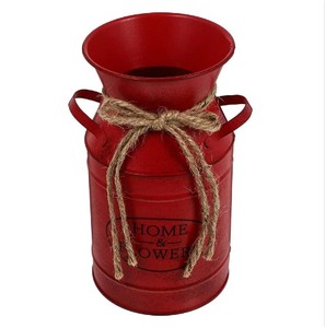 Bleu clair petit Style français pays rustique primitif cruche Vase galvanisé lait peut pour la décoration de bureau à domicile Shabby Chic Vase - Product Image 4