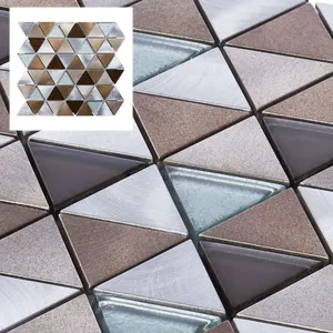 Azulejo de mosaico triangular de cristal de Metal de aluminio gris marrón azulejos de cocina contra salpicaduras - Product Image 1