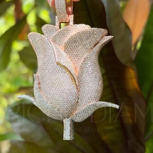 Iced Out Rose Pendant <b>Moissanite</b> Flower Pendant 925 Sterling Silver Rose Pendant & <b>Other</b> Diamond <b>Jewelry</b> - Product Image 2