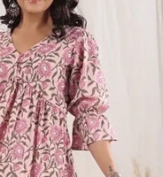 Nouvelle arrivée de robe élégante pour femmes en coton imprimé bloc à la main sur mesure décontracté à la mode Maxi grande taille avec décoration à boutons