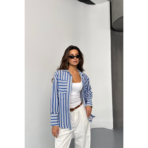 Blusa a Rayas Azul Marino para Mujer - Product Image 4