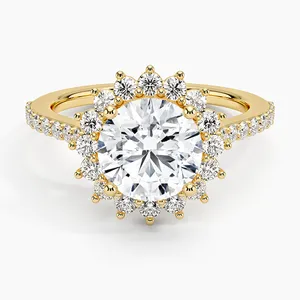 Exclusive Round Cut Moissanite Stainless Steel 14K Gold Plated <b>Engagement</b> <b>Ring</b> with <b>Unique</b> Design for <b>Engagement</b> - Product Image 1