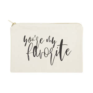 Sac de rangement cosmétique en toile de coton écologique « You're My Favorite » – Trousse de maquillage pratique avec logo personnalisé et motif lettres - Product Image 1
