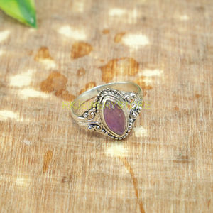 Natural Purple <b>Amethyst</b> Teardrop Gemstone 925 Sterling Silver Handmade Filigree Design <b>Ring</b> for Women - Product Image 4