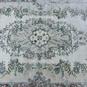 Alfombra Turca Vintage, Alfombra de Lana Ikat Azul de 4x7.1 pies (122x216 cm) - Product Image 5