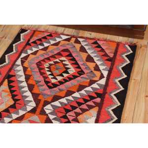 Turkish 3.1x10.5 ft Rug, <b>Runner</b> Vintage Rug, <b>Red</b> Striped Wool Rug - Product Image 5