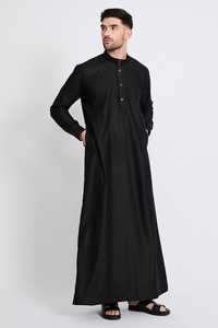 Thobe Thawb musulman traditionnel de haute qualité 2026 pour hommes arabes, grande taille, polyester respirant, haut brodé - Product Image 3