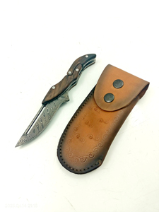 Cuchillo de hoja fija de acero Damasco de grado industrial duradero con mango de madera para uso en exteriores profesional hecho a mano de Pakistán - Product Image 6