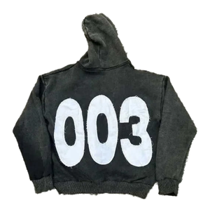 Venta al por mayor de chándal deportivo para hombre con parche desgastado Vintage bordado con logotipo personalizado lavado ácido ropa de calle Sun Fade chándal de invierno - Product Image 6