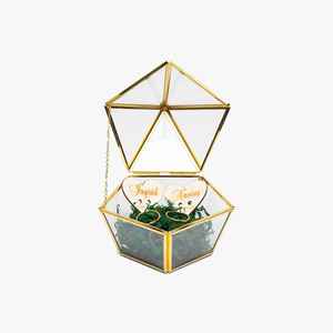 Caja de anillo de joyería con forma geométrica de estilo elegante con marco dorado pulido perfecto para almacenar anillos collares y accesorios finos - Product Image 4