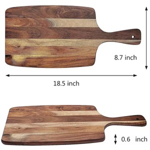 Tabla de cortar y picar de madera de acacia con asa integrada y orificio para colgar, bandeja de servicio, ecológica y apta para lavavajillas - Product Image 3