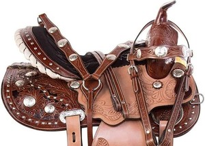 Super vente ensemble de selle Western outillage à la main sculpture assorti daim cuir siège serre-tête poitrine plaque Premium Western équestre - Product Image 2