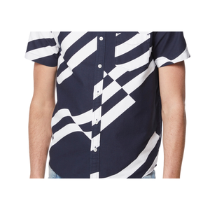 Camicia Casual da Uomo Perry Ellis America con Stampa Floreale della Bandiera, 100% Cotone Popeline, Taglia XXL, Traspirante, Blu Lungo - Product Image 3