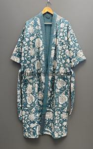 Coton indien Kantha matelassé Kimono tunique imprimé fleuri manteau d'hiver Sexy peignoir plage Robe Streetwear veste Streetwear Style - Product Image 2