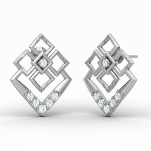 Boucles d'oreilles modernes à clous carrés entrelacés en forme de diamant pour femmes |   Boucles d'oreilles à porter au quotidien - Product Image 1