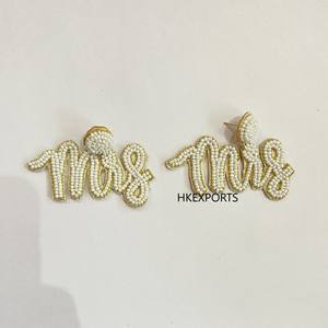 ปรับแต่งHandcraftedเจ้าสาวลูกปัดต่างหูElegantยาวDrop Hangleต่างหูสําหรับงานแต่งงานArtisanเครื่องประดับสําหรับเจ้าสาว - Product Image 1