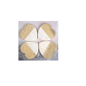 ชุดถาดรองแก้วหินอ่อนสีขาวลายฟอยล์สีทองที่รองแก้วหินอ่อนหินอ่อนสีขาวรูปหัวใจรูปทรงตามสั่ง - Product Image 1