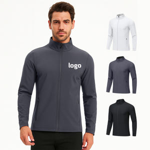 Men's Breathable Polyester Sports <b>Jackets</b> Solid Outdoor <b>Workout</b> Coat with Zipper & Stand Collar Thin Running Sportswear - Product Image 1