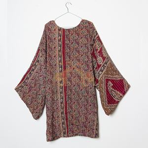 Women Pure Cotton Vintage Kantha Kimono Jacket <b>Free</b> Size Adjustable Mid Length Kimono Jacket For Women - Product Image 3