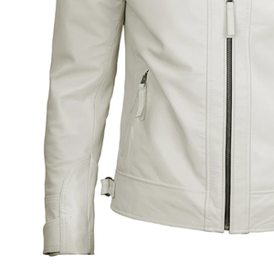 Veste en cuir d'hiver décontractée pour hommes, coupe ajustée de haute qualité avec col montant, tissu en toile en peau de vache - Product Image 6