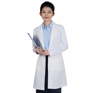 Uniforme médico ligero unisex de manga larga blanco con dos bolsillos, tela de primera calidad, diseño personalizado de fábrica - Product Image 1