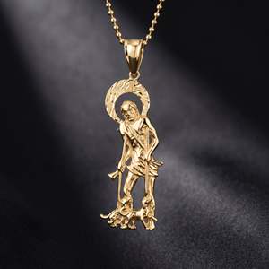 Colgante de Halo de San Cristóbal en Plata Sanctum, Joyería Religiosa Devocional con Acabado Plateado Pulido, Collar Espiritual Unisex - Product Image 1