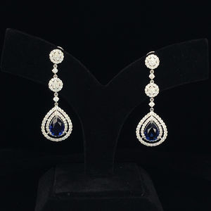 Bleu Zircon Fine Boucles D'oreilles Diamant Or Blanc Goutte Élégant Design À La Mode pour Les Mariages Fêtes Anniversaires Fiançailles Cadeaux - Product Image 1