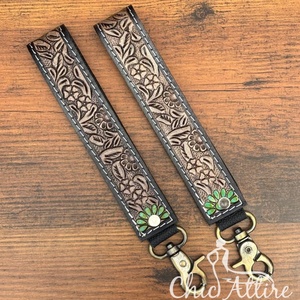 Prix d'usine personnalisable en gros lanière en cuir usiné à la main bracelet mousqueton en cuir véritable à la mode porte-clés - Product Image 1