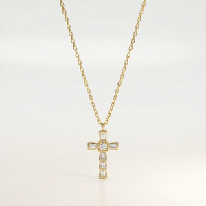 Collier pendentif croix en argent 925 plaqué or SHREYA DIAM avec zircon, cadeau religieux chrétien, bijoux tendance unisexe - Product Image 3