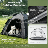 Tente de camping haut de gamme pour animaux de compagnie, aventure en plein air, polyester recyclé RPET, poteaux en alliage d'aluminium, imperméable, pliable, maison pour chien et chat, OEMODM