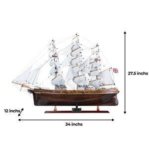 Modelo de vela curvada de madera negra Cutty Sark de 70cm hecho a mano, réplica de madera de cedro náutico para decoración del hogar, regalo pintado - Product Image 1