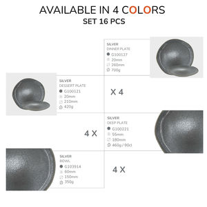 Ensemble professionnel élégant AQUA Sandy Beige 16 pièces 4 couleurs réactives en grès de Bali allant au lave-vaisselle et au micro-ondes pour mariage - Product Image 5