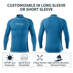 Custom Long Sleeve Rash Guard for Men's with UPF 50+ UV Sun Protection Quick Dry Compression <b>Shirt</b> Surf <b>Swim</b> Tops Rashguard - Product Image 5