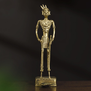 เชิงเทียนโลหะศิลปะ dhokra ทำด้วยมือขนาด13นิ้วเป็นมิตรกับสิ่งแวดล้อมสำหรับเต้น Gedi ของตกแต่งบ้านสำหรับ Diwali - Product Image 1