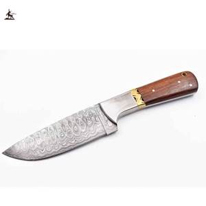 Cuchillo desollador de acero de Damasco personalizado hecho a mano con Funda de cuero compatible con OEM - Product Image 1