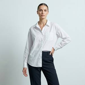 Camisa Ligera Formal para Mujer, de Popelina Sólida, Transpirable y Elástica, con Bolsillo en el Pecho y Cuello de Camisa, 97% Algodón, Talla Única (38-44) - Product Image 1