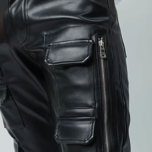 Dernière mode, vêtements de rue, pantalon en cuir, taille haute, pantalon en cuir décontracté, fermeture éclair, pantalon en cuir PU, service OEM personnalisé - Product Image 4