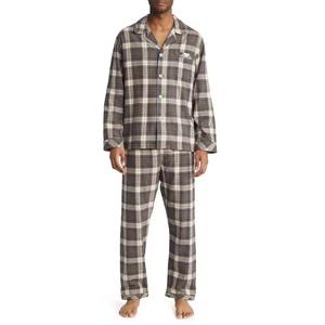 Conjunto de pijama de 2 piezas para hombre, pijama de franela de algodón para vacaciones, venta al por mayor, algodón clásico transpirable - Product Image 1