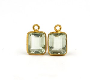 Wholesale Silver Bezel Gemstone Green <b>Amethyst</b> Fine Jewelry <b>Pendants</b> & Charms Gold Plated Bulk Connector Bezel Setting - Product Image 4