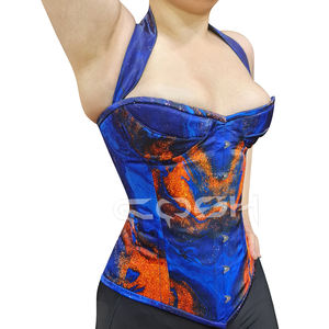 Corset sexy à col halter, imprimé marbré, sublimé, à armatures en acier, bustier, bonnet arrondi, avec fermeture à l'avant - Product Image 3
